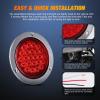 Nilight Trailer Tail Light 2PCS 4Inch Round 16 LED Red Amber Chrome Frame Marker Clearance Stop Brake Turn Signal Running Taillight IP67 Waterproof for Trailer Truck Pickup Camper RV(Red screws 2Pcs)