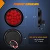 Nilight Trailer Tail Light 2PCS 4Inch Round 16 LED Red Amber Chrome Frame Marker Clearance Stop Brake Turn Signal Running Taillight IP67 Waterproof for Trailer Truck Pickup Camper RV(Red White 4pcs)