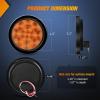 Nilight Trailer Tail Light 2PCS 4Inch Round 16 LED Red Amber Chrome Frame Marker Clearance Stop Brake Turn Signal Running Taillight IP67 Waterproof for Trailer Truck Pickup Camper RV(Amber 2pcs)
