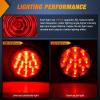 Nilight Trailer Tail Light 2PCS 4Inch Round 16 LED Red Amber Chrome Frame Marker Clearance Stop Brake Turn Signal Running Taillight IP67 Waterproof for Trailer Truck Pickup Camper RV(Red + Brackets 2pcs)