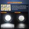 Nilight Trailer Tail Light 2PCS 4Inch Round 16 LED Red Amber Chrome Frame Marker Clearance Stop Brake Turn Signal Running Taillight IP67 Waterproof for Trailer Truck Pickup Camper RV(White screws 2Pcs)