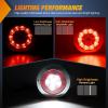 Nilight Trailer Tail Light 2PCS 4Inch Round 16 LED Red Amber Chrome Frame Marker Clearance Stop Brake Turn Signal Running Taillight IP67 Waterproof for Trailer Truck Pickup Camper RV(Red White screws 2Pcs 16Led)