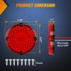 Nilight Trailer Tail Light 2PCS 4Inch Round 16 LED Red Amber Chrome Frame Marker Clearance Stop Brake Turn Signal Running Taillight IP67 Waterproof for Trailer Truck Pickup Camper RV(Red 2Pcs 47Led 7Inch)