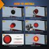 Nilight Trailer Tail Light 2PCS 4Inch Round 16 LED Red Amber Chrome Frame Marker Clearance Stop Brake Turn Signal Running Taillight IP67 Waterproof for Trailer Truck Pickup Camper RV(Red 4pcs 24Led)