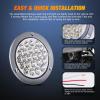 Nilight Trailer Tail Light 2PCS 4Inch Round 16 LED Red Amber Chrome Frame Marker Clearance Stop Brake Turn Signal Running Taillight IP67 Waterproof for Trailer Truck Pickup Camper RV(White screws 2Pcs)