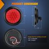 Nilight Trailer Tail Light 2PCS 4Inch Round 16 LED Red Amber Chrome Frame Marker Clearance Stop Brake Turn Signal Running Taillight IP67 Waterproof for Trailer Truck Pickup Camper RV(Red 4pcs 24Led)