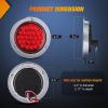 Nilight Trailer Tail Light 2PCS 4Inch Round 16 LED Red Amber Chrome Frame Marker Clearance Stop Brake Turn Signal Running Taillight IP67 Waterproof for Trailer Truck Pickup Camper RV(Red screws 2Pcs)