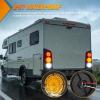 Nilight Trailer Tail Light 2PCS 4Inch Round 16 LED Red Amber Chrome Frame Marker Clearance Stop Brake Turn Signal Running Taillight IP67 Waterproof for Trailer Truck Pickup Camper RV(Amber 2Pcs 47Led 7Inch)