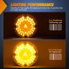 Nilight Trailer Tail Light 2PCS 4Inch Round 16 LED Red Amber Chrome Frame Marker Clearance Stop Brake Turn Signal Running Taillight IP67 Waterproof for Trailer Truck Pickup Camper RV(Amber 2Pcs 47Led 7Inch)