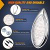Nilight Trailer Tail Light 2PCS 5.9Inch Teardrop 35 LED White Chrome Bezel Marker Clearance Reverse Backup Running Taillight IP67 Waterproof for Trailer Truck Pickup Camper RV(5.9Inch White 2Pcs)
