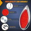 Nilight Trailer Tail Light 2PCS 5.9Inch Teardrop 35 LED White Chrome Bezel Marker Clearance Reverse Backup Running Taillight IP67 Waterproof for Trailer Truck Pickup Camper RV(5.9Inch Red 2Pcs)