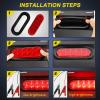 Nilight Trailer Tail Light 2PCS 5.9Inch Teardrop 35 LED White Chrome Bezel Marker Clearance Reverse Backup Running Taillight IP67 Waterproof for Trailer Truck Pickup Camper RV(Red/White 4Pcs)