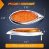 Nilight Trailer Tail Light 2PCS 5.9Inch Teardrop 35 LED White Chrome Bezel Marker Clearance Reverse Backup Running Taillight IP67 Waterproof for Trailer Truck Pickup Camper RV(5.9Inch Amber 2Pcs)