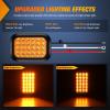 Nilight Trailer Tail Light 2PCS 6Inch Oval 23 LED Red White Chrome Frame Marker Clearance Stop Brake Reverse Backup Running Taillight IP67 Waterproof for Trailer Truck Pickup Camper RV(2Pcs Amber 24Led Lights 5x3Inch)
