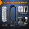 Nilight Trailer Tail Light 2PCS 6Inch Oval 23 LED Red White Chrome Frame Marker Clearance Stop Brake Reverse Backup Running Taillight IP67 Waterproof for Trailer Truck Pickup Camper RV(4Pcs White 24Led Lights)
