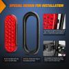 Nilight Trailer Tail Light 2PCS 6Inch Oval 23 LED Red White Chrome Frame Marker Clearance Stop Brake Reverse Backup Running Taillight IP67 Waterproof for Trailer Truck Pickup Camper RV(4Pcs Red 24Led Lights)