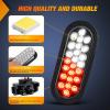 Nilight Trailer Tail Light 2PCS 6Inch Oval 23 LED Red White Chrome Frame Marker Clearance Stop Brake Reverse Backup Running Taillight IP67 Waterproof for Trailer Truck Pickup Camper RV(2Pcs Red White 24Led Strobe Lights)