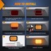 Nilight Trailer Tail Light 2PCS 6Inch Oval 23 LED Red White Chrome Frame Marker Clearance Stop Brake Reverse Backup Running Taillight IP67 Waterproof for Trailer Truck Pickup Camper RV(2Pcs Amber 24Led Lights 5x3Inch)