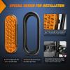 Nilight Trailer Tail Light 2PCS 6Inch Oval 23 LED Red White Chrome Frame Marker Clearance Stop Brake Reverse Backup Running Taillight IP67 Waterproof for Trailer Truck Pickup Camper RV(2Pcs Amber 24Led Lights)