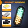 Nilight Trailer Tail Light 2PCS 6Inch Oval 23 LED Red White Chrome Frame Marker Clearance Stop Brake Reverse Backup Running Taillight IP67 Waterproof for Trailer Truck Pickup Camper RV(2Pcs Amber Green 24Led Strobe Lights)