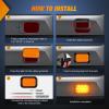 Nilight Trailer Tail Light 2PCS 6Inch Oval 23 LED Red White Chrome Frame Marker Clearance Stop Brake Reverse Backup Running Taillight IP67 Waterproof for Trailer Truck Pickup Camper RV(2Pcs Amber 10Led Lights 5x3Inch)