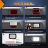 Nilight Trailer Tail Light 2PCS 6Inch Oval 23 LED Red White Chrome Frame Marker Clearance Stop Brake Reverse Backup Running Taillight IP67 Waterproof for Trailer Truck Pickup Camper RV(2Pcs White 24Led Lights 5x3Inch)