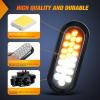 Nilight Trailer Tail Light 2PCS 6Inch Oval 23 LED Red White Chrome Frame Marker Clearance Stop Brake Reverse Backup Running Taillight IP67 Waterproof for Trailer Truck Pickup Camper RV(2Pcs Amber White 24Led Strobe Lights)
