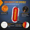 Nilight Trailer Tail Light 2PCS 6Inch Oval 23 LED Red White Chrome Frame Marker Clearance Stop Brake Reverse Backup Running Taillight IP67 Waterproof for Trailer Truck Pickup Camper RV(2Pcs Red Amber Screws 23Led Lights)