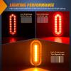 Nilight Trailer Tail Light 2PCS 6Inch Oval 23 LED Red White Chrome Frame Marker Clearance Stop Brake Reverse Backup Running Taillight IP67 Waterproof for Trailer Truck Pickup Camper RV(2Pcs Red Amber Screws 23Led Lights)