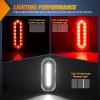 Nilight Trailer Tail Light 2PCS 6Inch Oval 23 LED Red White Chrome Frame Marker Clearance Stop Brake Reverse Backup Running Taillight IP67 Waterproof for Trailer Truck Pickup Camper RV(2Pcs Red White Screws 23Led Lights)