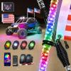 Nilight 1PC 4FT Spiral RGB Led Whip Light with Spring Base Chasing Light RF Remote Control Lighted Antenna Whips for Can-Am ATV UTV RZR Polaris Dune Buggy Offroad Truck, 2 Years Warranty(RGB-Remote APP Control)