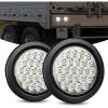 Nilight Trailer Tail Light 2PCS 4Inch Round 16 LED Red Amber Chrome Frame Marker Clearance Stop Brake Turn Signal Running Taillight IP67 Waterproof for Trailer Truck Pickup Camper RV(White 2pcs 24Led)