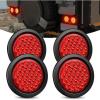 Nilight Trailer Tail Light 2PCS 4Inch Round 16 LED Red Amber Chrome Frame Marker Clearance Stop Brake Turn Signal Running Taillight IP67 Waterproof for Trailer Truck Pickup Camper RV(Red 4pcs 24Led)