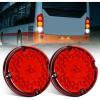 Nilight Trailer Tail Light 2PCS 4Inch Round 16 LED Red Amber Chrome Frame Marker Clearance Stop Brake Turn Signal Running Taillight IP67 Waterproof for Trailer Truck Pickup Camper RV(Red 2Pcs 47Led 7Inch)