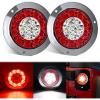 Nilight Trailer Tail Light 2PCS 4Inch Round 16 LED Red Amber Chrome Frame Marker Clearance Stop Brake Turn Signal Running Taillight IP67 Waterproof for Trailer Truck Pickup Camper RV(Red White screws 2Pcs 16Led)