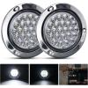 Nilight Trailer Tail Light 2PCS 4Inch Round 16 LED Red Amber Chrome Frame Marker Clearance Stop Brake Turn Signal Running Taillight IP67 Waterproof for Trailer Truck Pickup Camper RV(White screws 2Pcs)