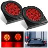 Nilight Trailer Tail Light 2PCS 4Inch Round 16 LED Red Amber Chrome Frame Marker Clearance Stop Brake Turn Signal Running Taillight IP67 Waterproof for Trailer Truck Pickup Camper RV(Red + Brackets 2pcs)