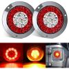 Nilight Trailer Tail Light 2PCS 4Inch Round 16 LED Red Amber Chrome Frame Marker Clearance Stop Brake Turn Signal Running Taillight IP67 Waterproof for Trailer Truck Pickup Camper RV(Red Amber screws 2Pcs 16Led)