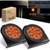 Nilight Trailer Tail Light 2PCS 4Inch Round 16 LED Red Amber Chrome Frame Marker Clearance Stop Brake Turn Signal Running Taillight IP67 Waterproof for Trailer Truck Pickup Camper RV(Amber + Brackets 2pcs)