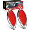 Nilight Trailer Tail Light 2PCS 5.9Inch Teardrop 35 LED White Chrome Bezel Marker Clearance Reverse Backup Running Taillight IP67 Waterproof for Trailer Truck Pickup Camper RV(5.9Inch Red 2Pcs)