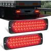 Nilight Trailer Tail Light 2PCS 5.9Inch Teardrop 35 LED White Chrome Bezel Marker Clearance Reverse Backup Running Taillight IP67 Waterproof for Trailer Truck Pickup Camper RV(7.5Inch Red 2Pcs)