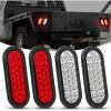 Nilight Trailer Tail Light 2PCS 6Inch Oval 23 LED Red White Chrome Frame Marker Clearance Stop Brake Reverse Backup Running Taillight IP67 Waterproof for Trailer Truck Pickup Camper RV(4Pcs Red/White 24Led Lights)
