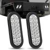 Nilight Trailer Tail Light 2PCS 6Inch Oval 23 LED Red White Chrome Frame Marker Clearance Stop Brake Reverse Backup Running Taillight IP67 Waterproof for Trailer Truck Pickup Camper RV(2Pcs White 24Led Lights)
