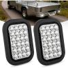 Nilight Trailer Tail Light 2PCS 6Inch Oval 23 LED Red White Chrome Frame Marker Clearance Stop Brake Reverse Backup Running Taillight IP67 Waterproof for Trailer Truck Pickup Camper RV(2Pcs White 24Led Lights 5x3Inch)