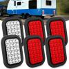 Nilight Trailer Tail Light 2PCS 6Inch Oval 23 LED Red White Chrome Frame Marker Clearance Stop Brake Reverse Backup Running Taillight IP67 Waterproof for Trailer Truck Pickup Camper RV(6Pcs Red/White 24Led Lights 5x3Inch)