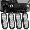 Nilight Trailer Tail Light 2PCS 6Inch Oval 23 LED Red White Chrome Frame Marker Clearance Stop Brake Reverse Backup Running Taillight IP67 Waterproof for Trailer Truck Pickup Camper RV(4Pcs White 24Led Lights)