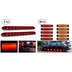 Nilight 2PCS 16Inch 11LED Red Trailer Light Bar with 10 PCS 3.8Inch 6 LED Indicator Light Rear Side Marker Light for Truck RV Car Bus Trailer Van Caravan Boat, 2 Years Warranty