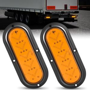 Nilight 6Inch Oval Tail Light 2PCS 35LED Arrow Red Running Stop Brake Lights Surface Mount Waterproof for 12V Caravan Truck RV Camper Trailer Bus(Amber Arrow Lights 2Pcs)