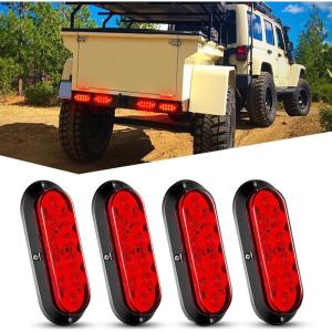 Nilight 6Inch Oval Tail Light 2PCS 35LED Arrow Red Running Stop Brake Lights Surface Mount Waterproof for 12V Caravan Truck RV Camper Trailer Bus(Red Lights Screws 4PCS)