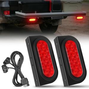 Nilight 6Inch Oval Tail Light 2PCS 35LED Arrow Red Running Stop Brake Lights Surface Mount Waterproof for 12V Caravan Truck RV Camper Trailer Bus(Trailer Lights w/Wire w/Brackets 2PCS)